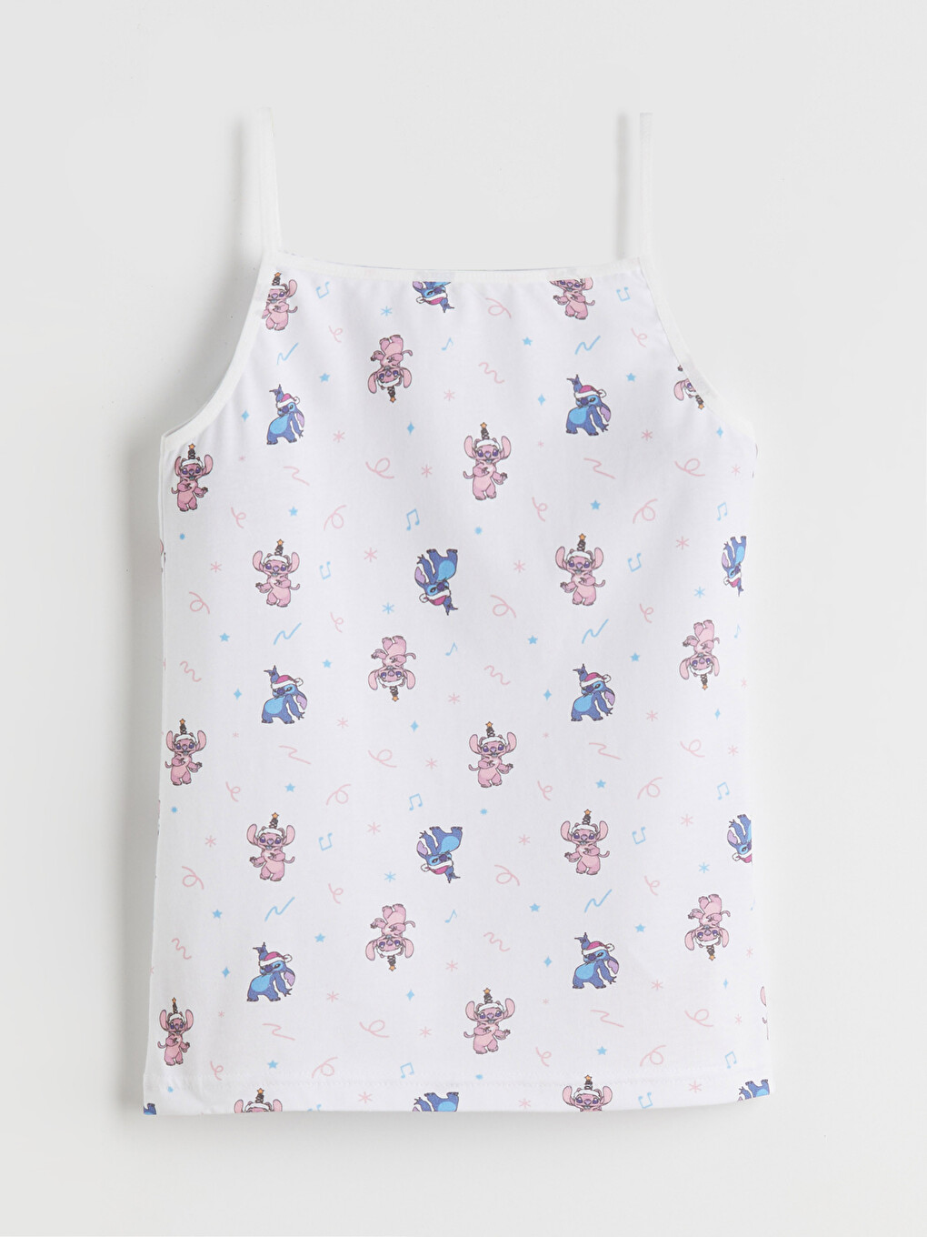 Beyaz Stitch Ve Angel Lisanslı Kız Çocuk Atlet-1