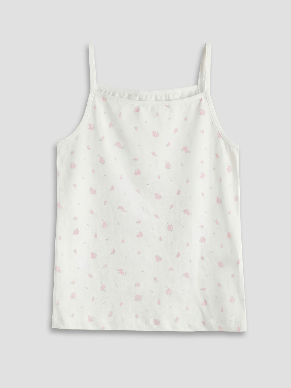 Ekru Kare Yaka İp Askılı Kız Çocuk Atlet