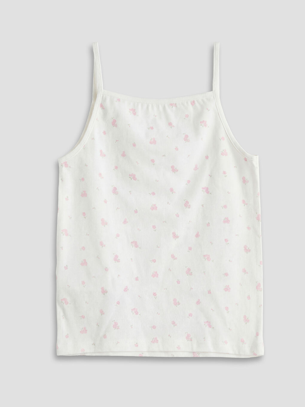 Ekru Kare Yaka İp Askılı Kız Çocuk Atlet-1