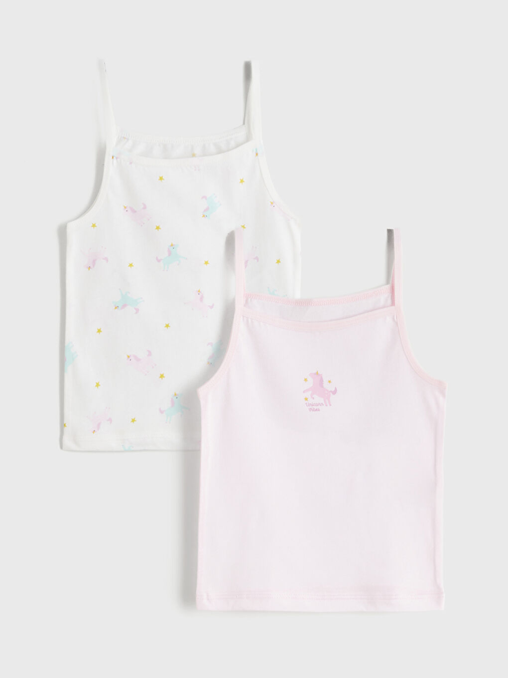 Square Collar Strappy Girls' Vest 2 Pack