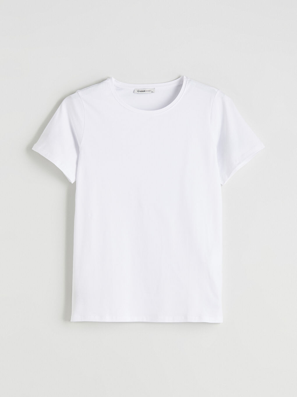 Beyaz Büyük Beden Bisiklet Yaka Kadın Tişört-2