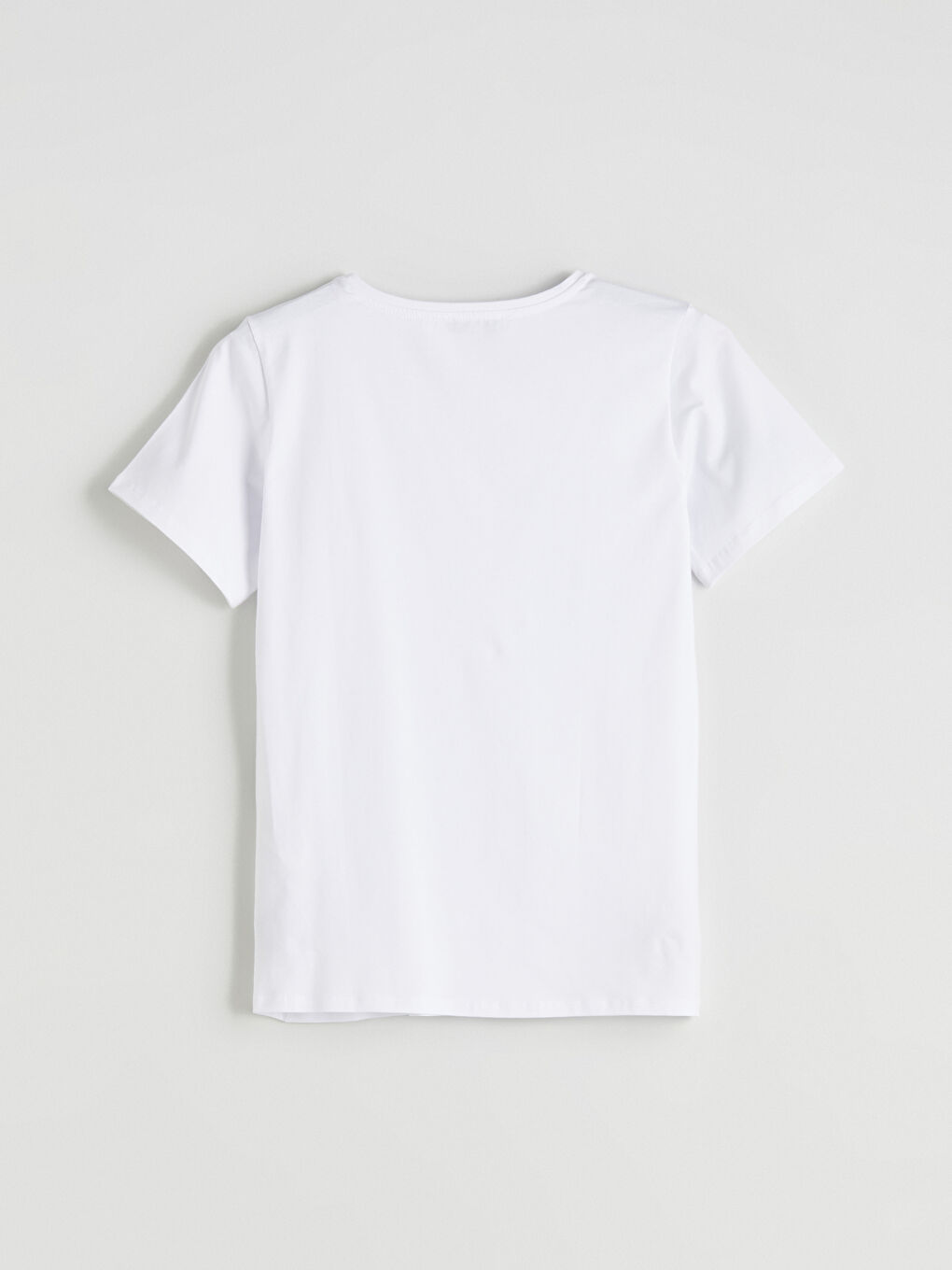 Beyaz Büyük Beden Bisiklet Yaka Kadın Tişört-3