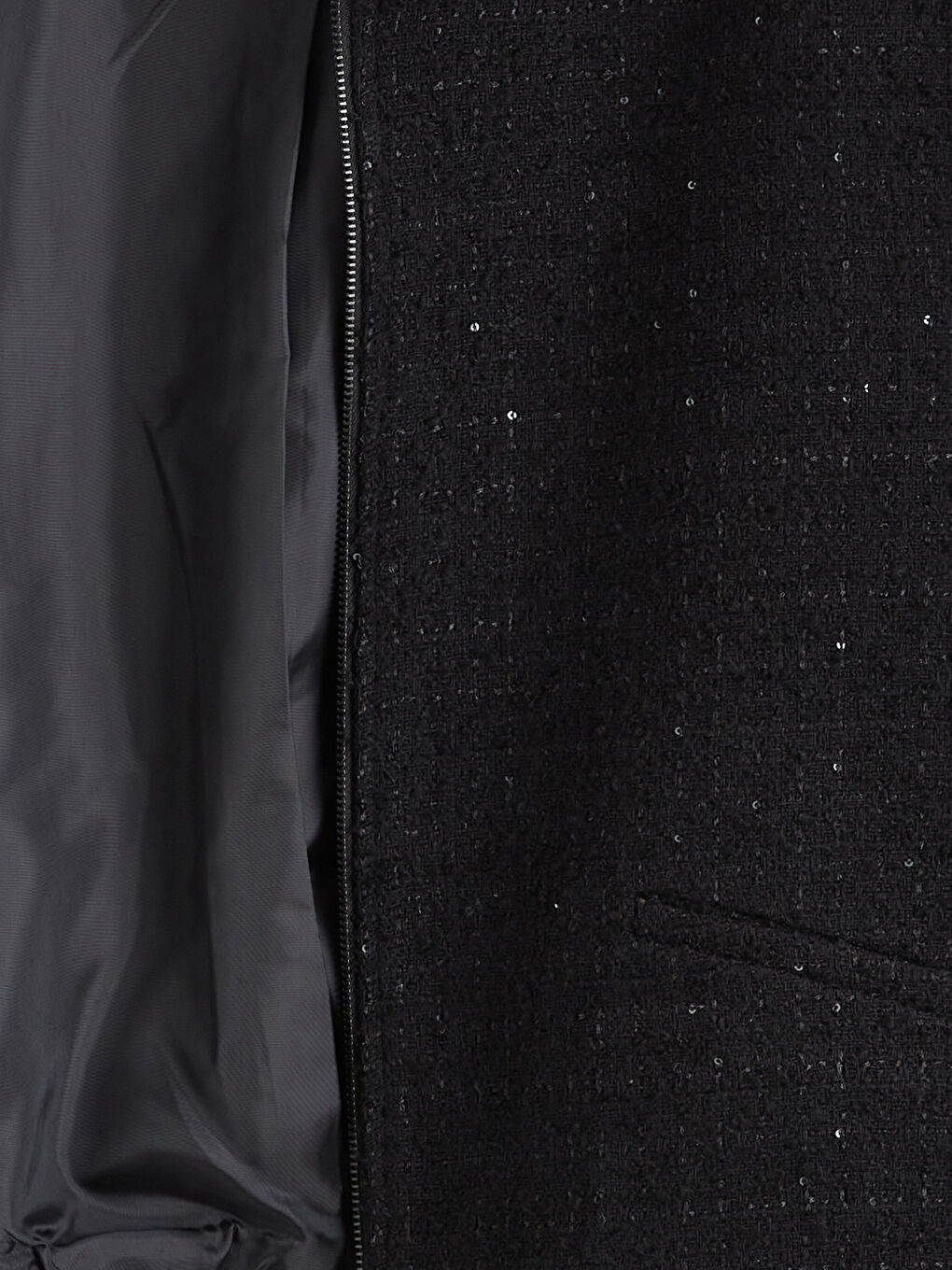 Siyah Kolej Yaka Payetli Kadın Tüvit Ceket-6