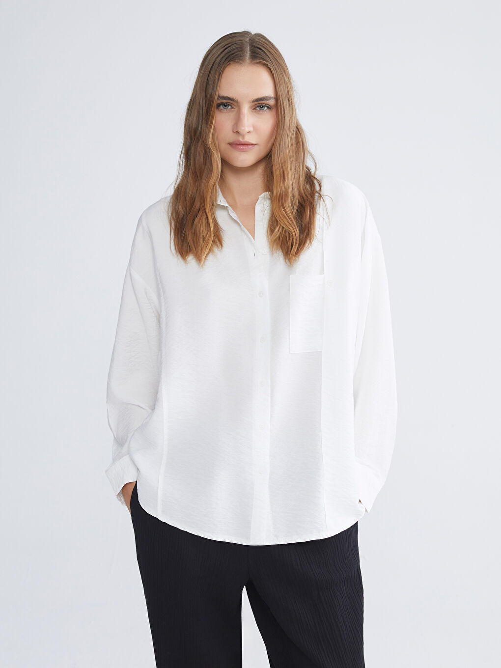 Textured Oversize Women's Shirt