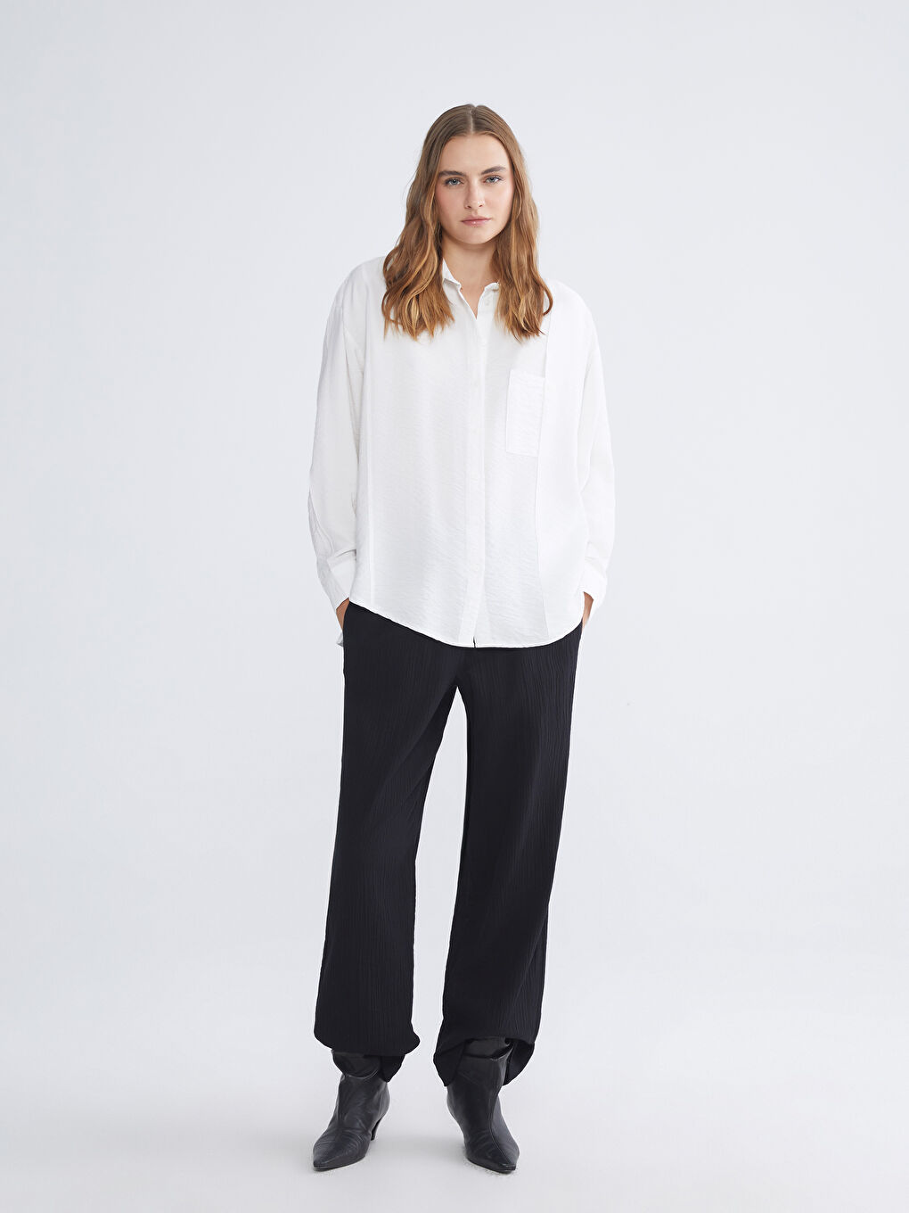 Textured Oversize Women's Shirt-1
