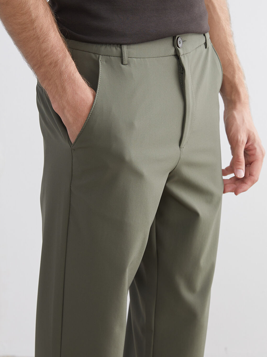 Haki Standart Kalıp Erkek Pantolon-2