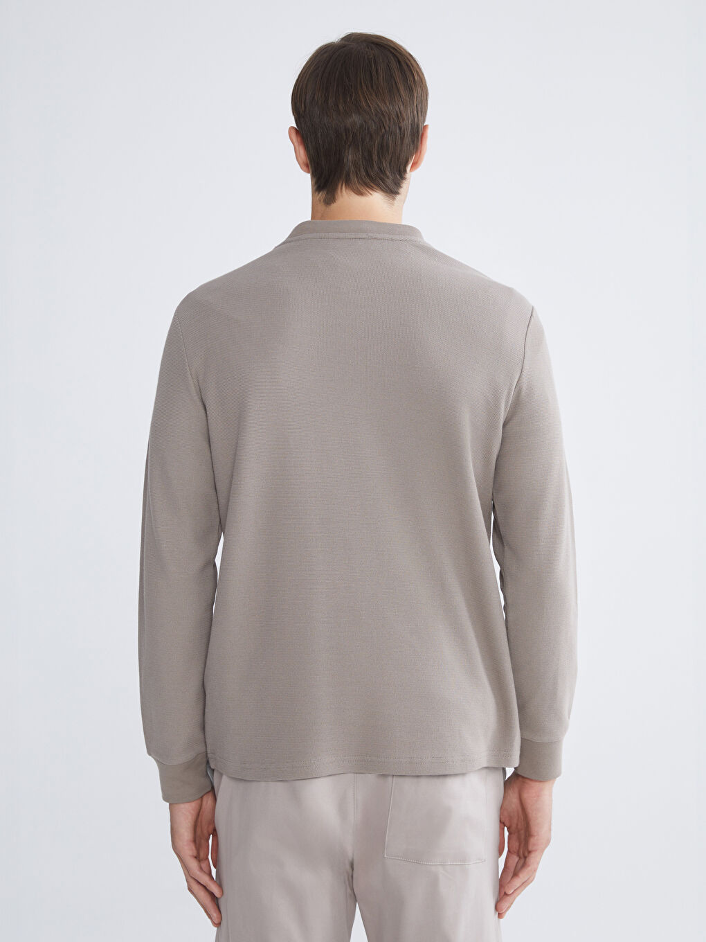 Kahverengi Bisiklet Yaka Uzun Kollu Erkek Tişört-3