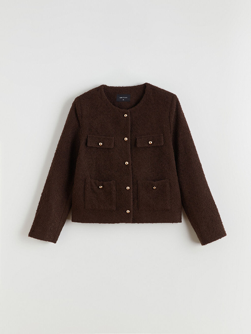 Сако от туид с кръгло деколте за жени-4