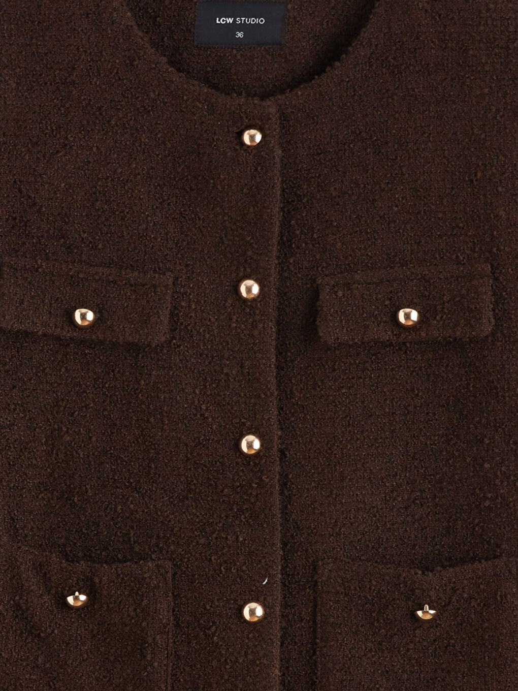 Сако от туид с кръгло деколте за жени-6