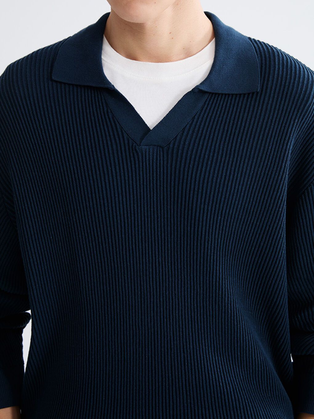 Petrol Polo Yaka Erkek Triko Kazak-2