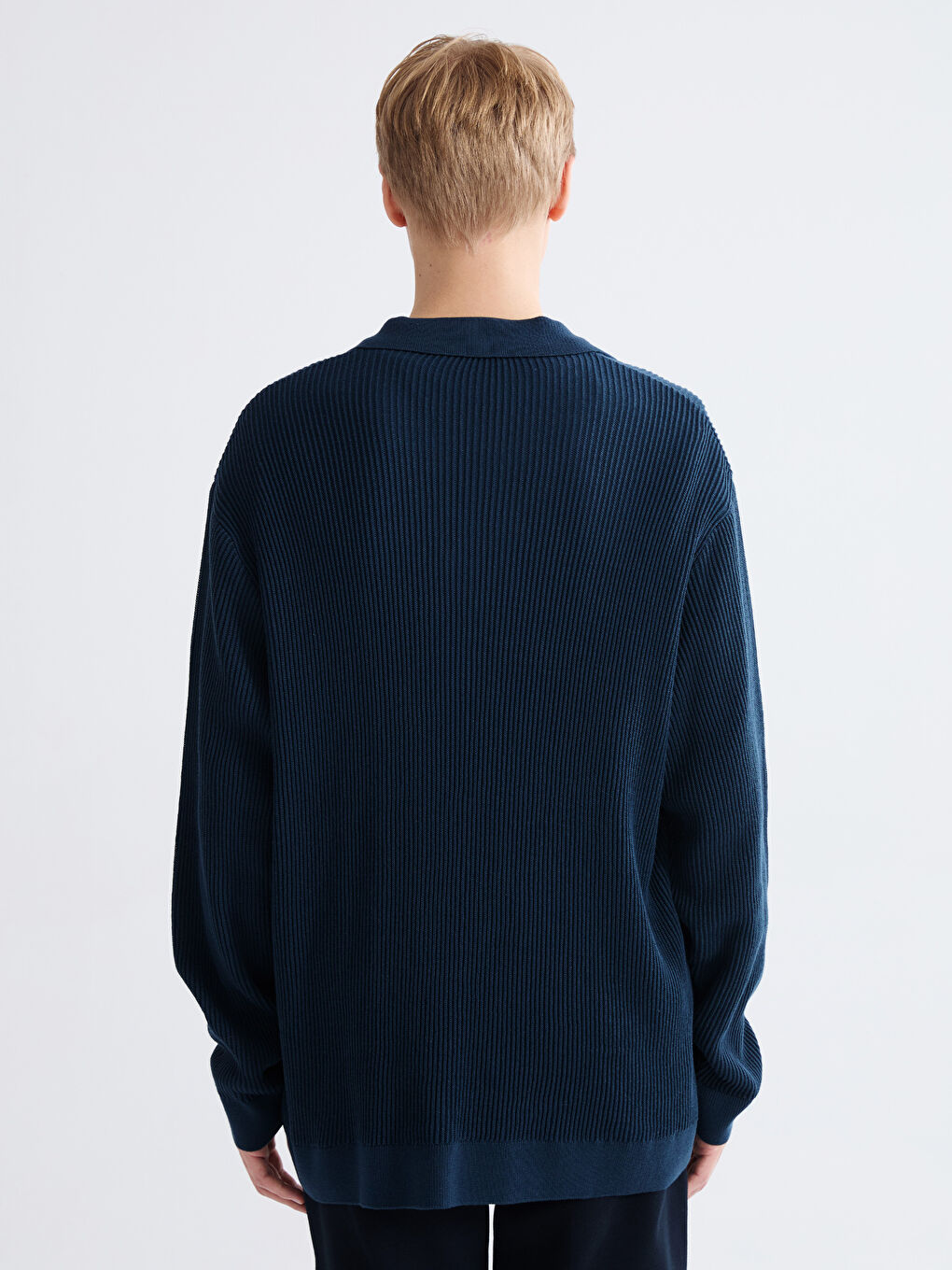 Petrol Polo Yaka Erkek Triko Kazak-3