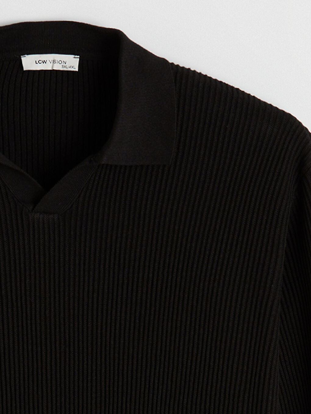 Siyah Polo Yaka Erkek Triko Kazak-5