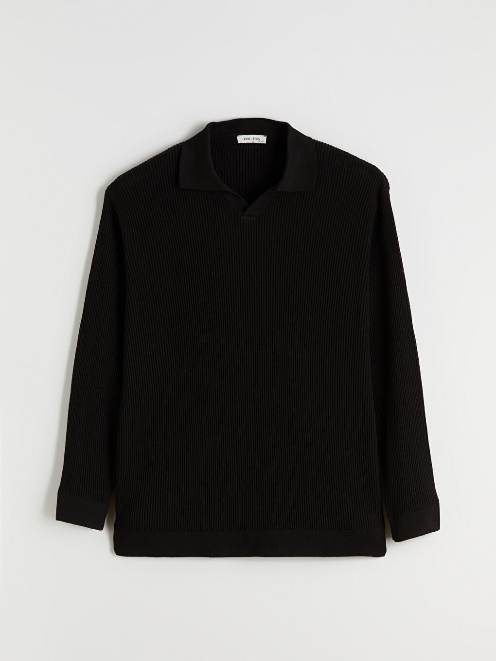 Siyah Polo Yaka Erkek Triko Kazak-4