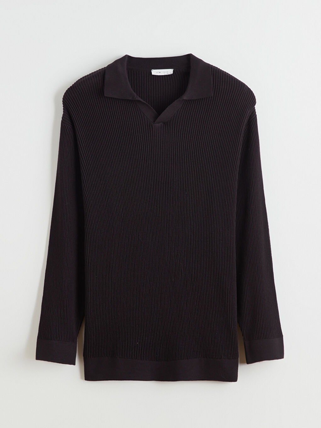 Kahverengi Polo Yaka Erkek Triko Kazak-4