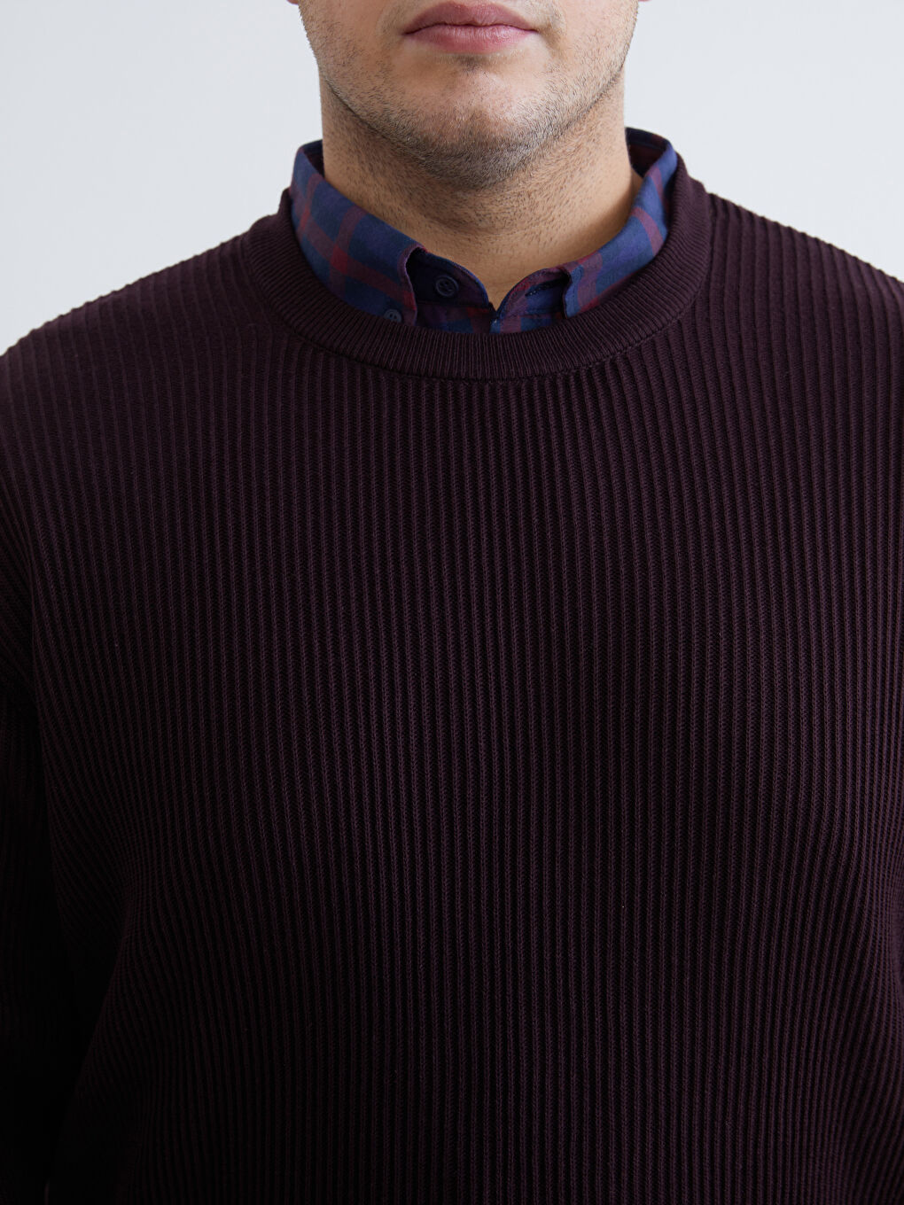 Ерлерге арналған трикотаж ұзын жеңді дөңгелек жағалы жемпір-2