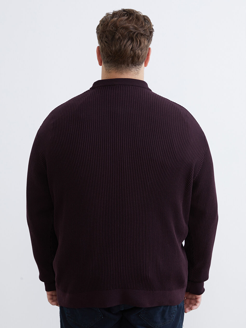 Ерлерге арналған трикотаж ұзын жеңді дөңгелек жағалы жемпір-3