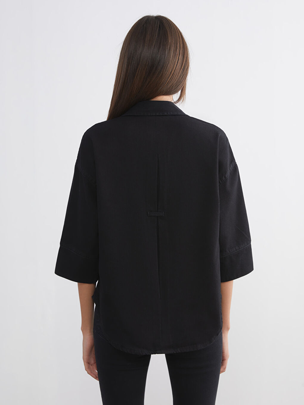 Siyah Kadın Jean Gömlek-3