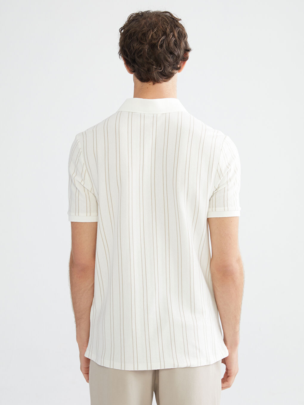 Polo Neck Striped Jersey Men's T-Shirt-3