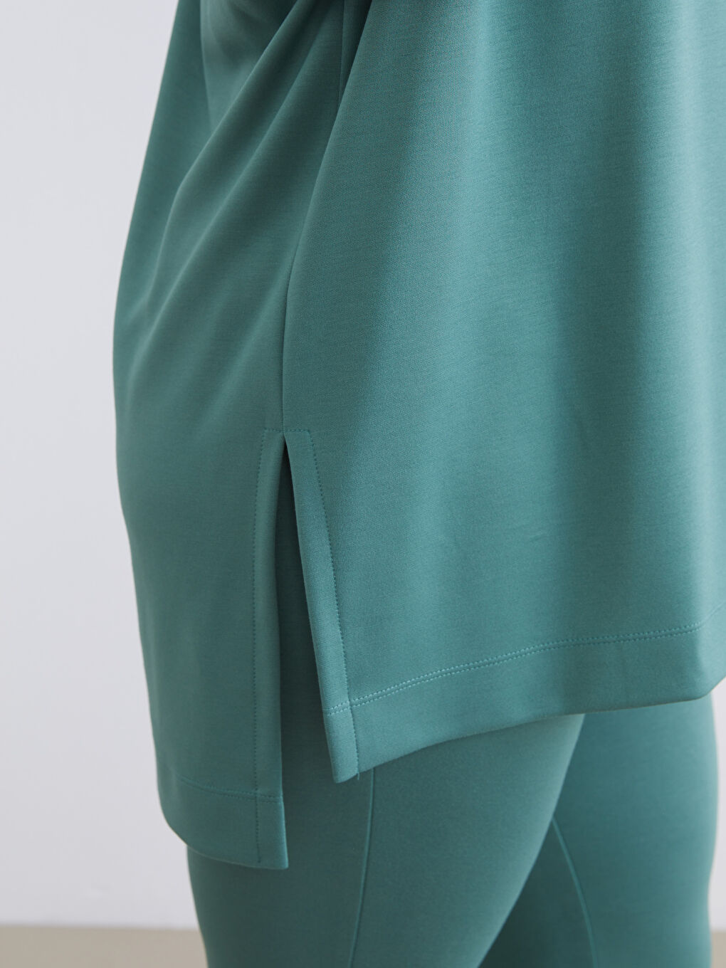 Yeşil Bisiklet Yaka Oversize Kadın Sweatshirt Tunik-6