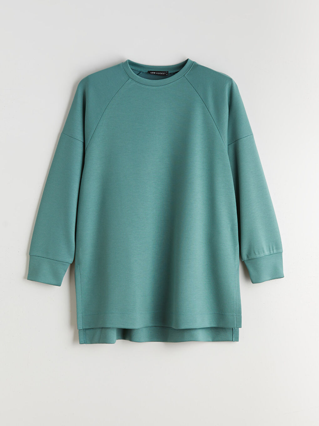 Yeşil Bisiklet Yaka Oversize Kadın Sweatshirt Tunik-8