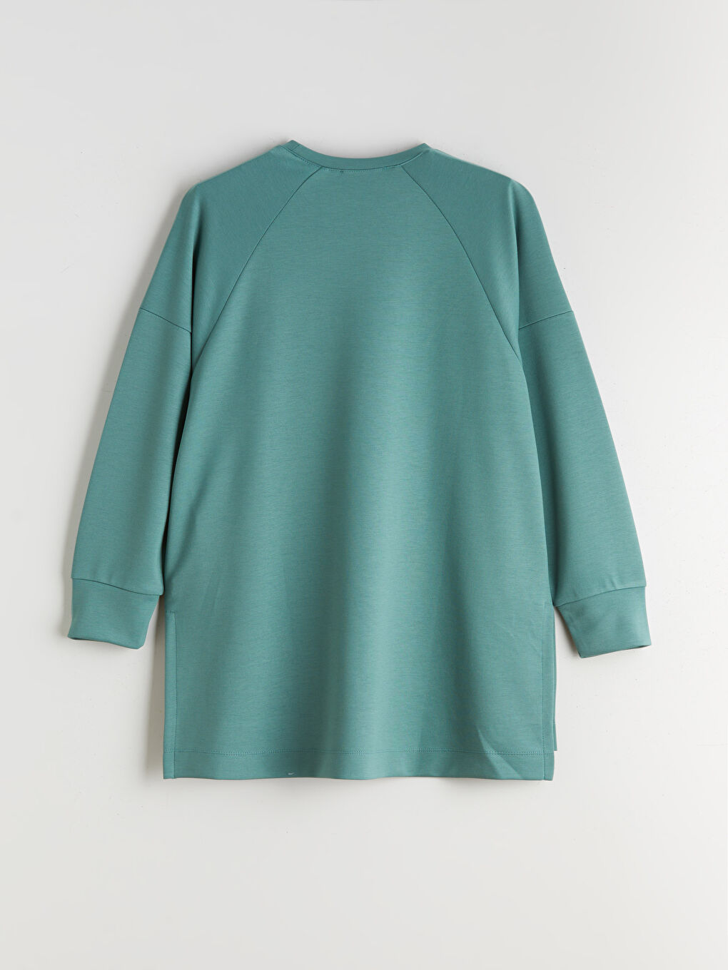 Yeşil Bisiklet Yaka Oversize Kadın Sweatshirt Tunik-9