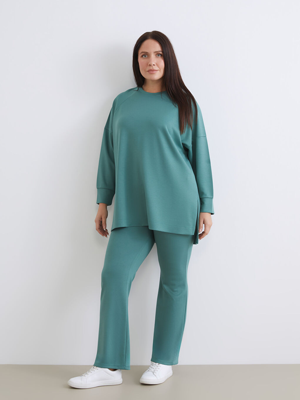 Yeşil Beli Lastikli İspanyol Paça Kadın Eşofman Altı-1