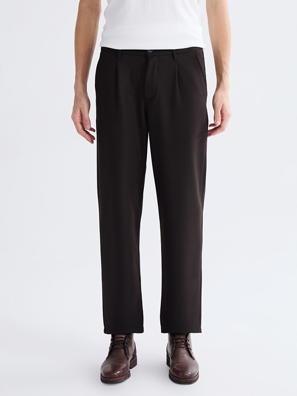 Kahverengi Standart Kalıp Erkek Pantolon-3