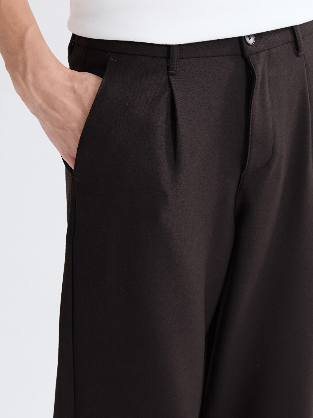 Kahverengi Standart Kalıp Erkek Pantolon-4