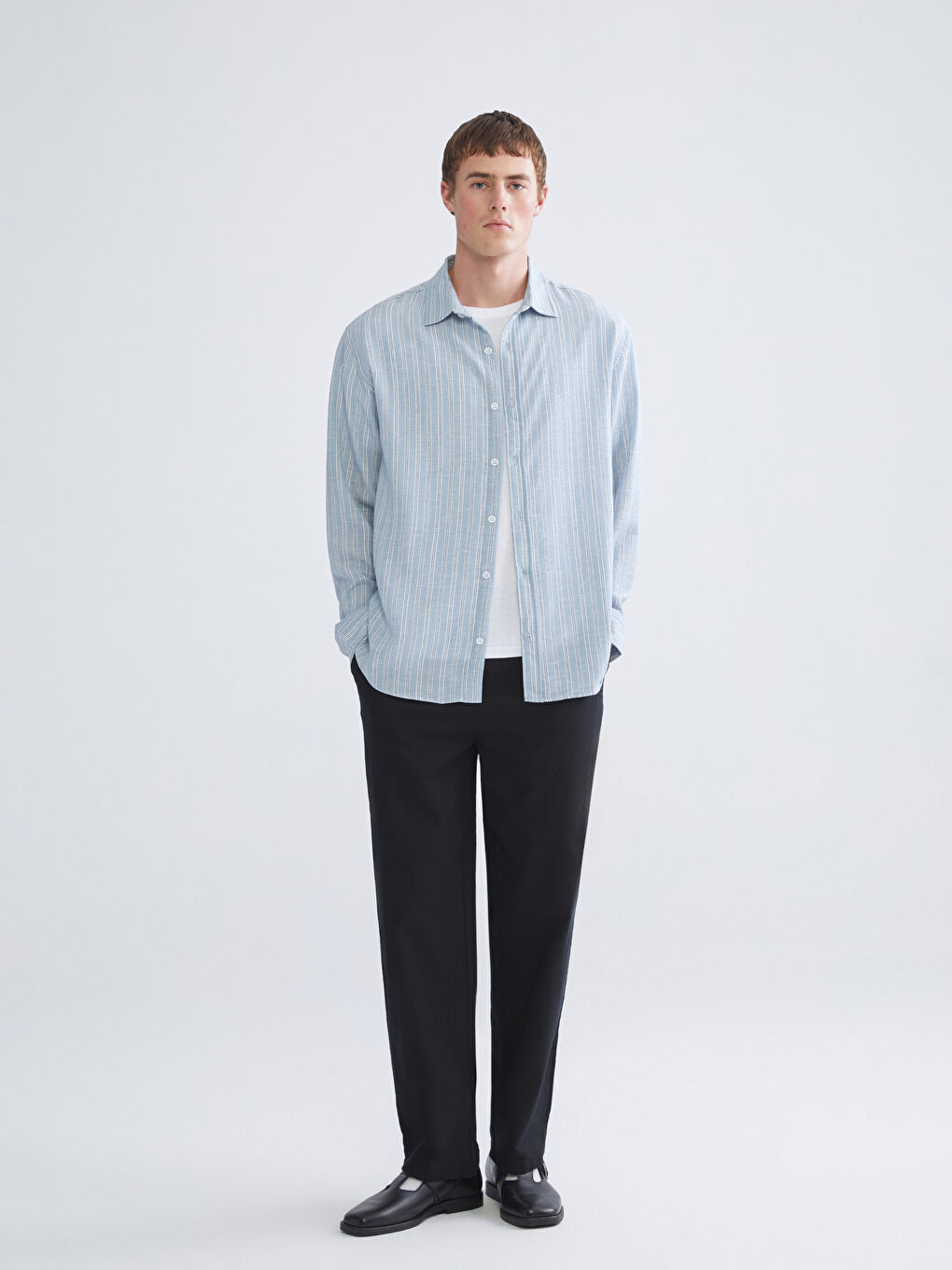 Mavi Regular Fit Çizgili Erkek Gömlek-1