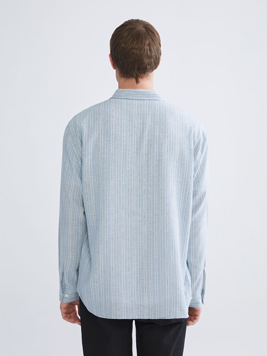 Mavi Regular Fit Çizgili Erkek Gömlek-3