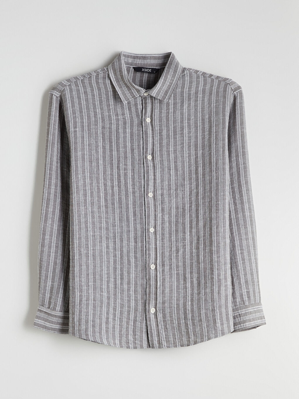 Haki Regular Fit Çizgili Erkek Gömlek-4