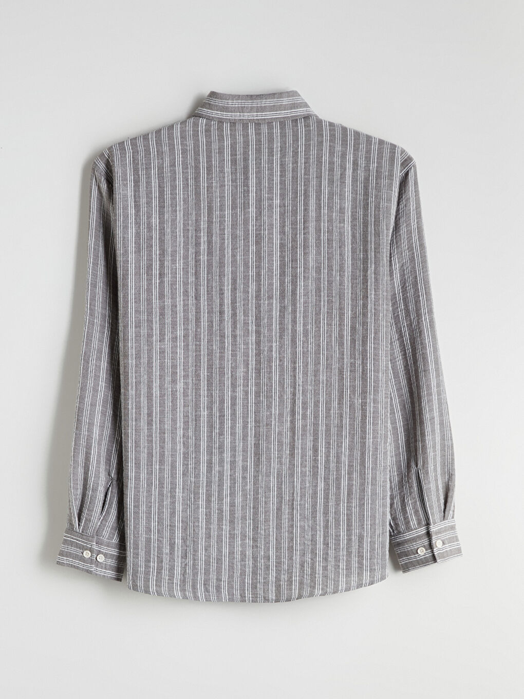 Haki Regular Fit Çizgili Erkek Gömlek-5