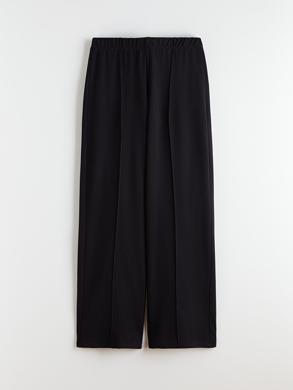 Siyah Beli Lastikli Geniş Paça Kadın Pantolon-2