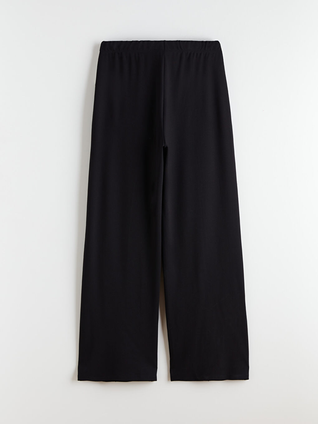 Siyah Beli Lastikli Geniş Paça Kadın Pantolon-3