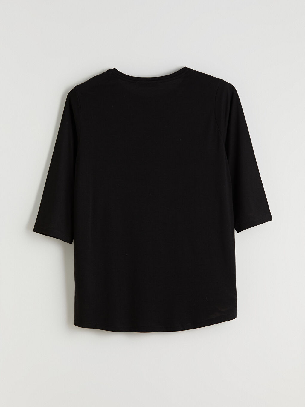 Siyah Bisiklet Yaka Taşlı Kadın Tişört-3