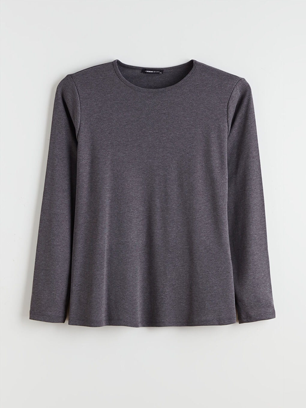 Antrasit Bisiklet Yaka Kadın Tişört-2