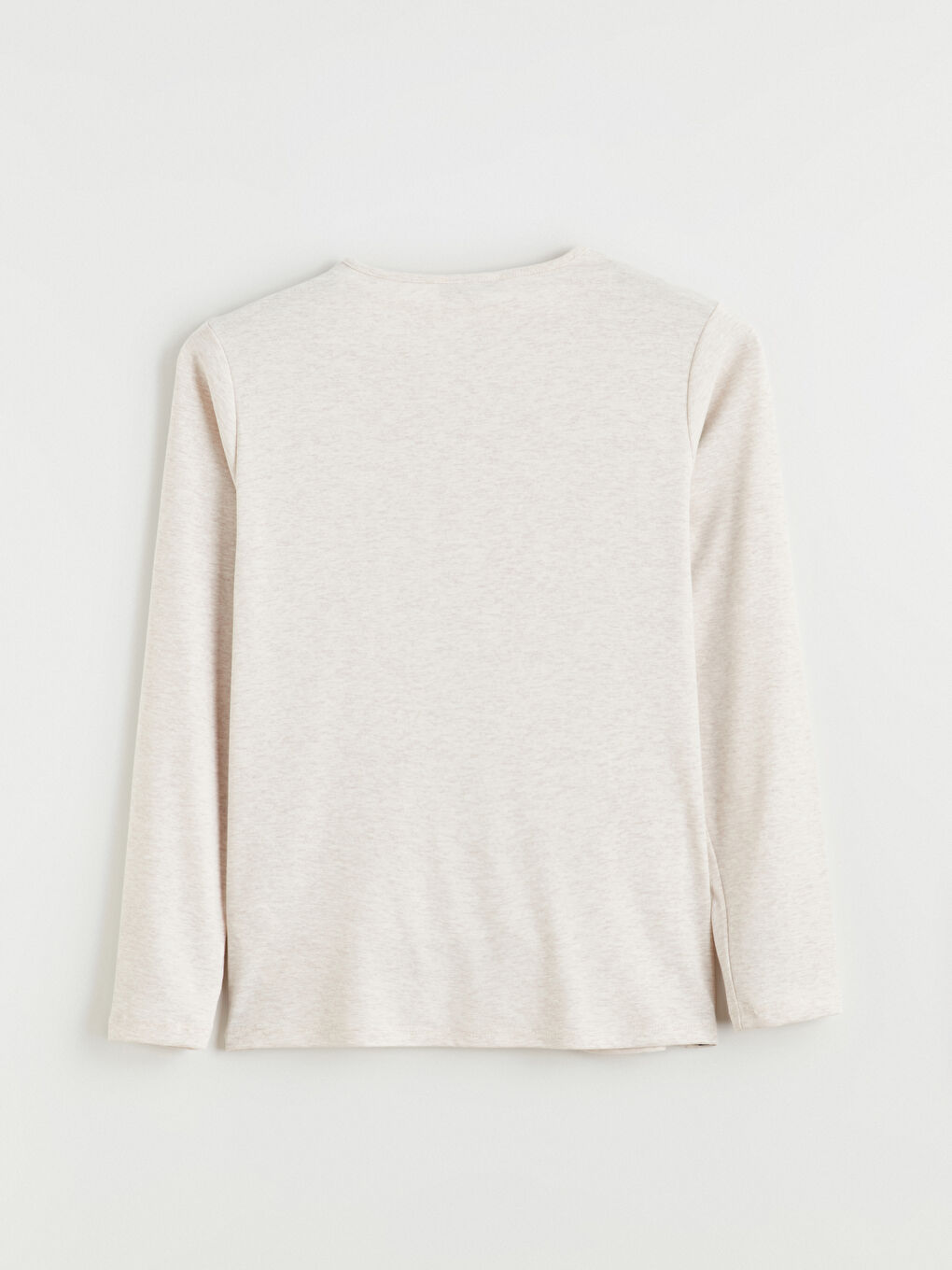 Bej Bisiklet Yaka Kadın Tişört-3