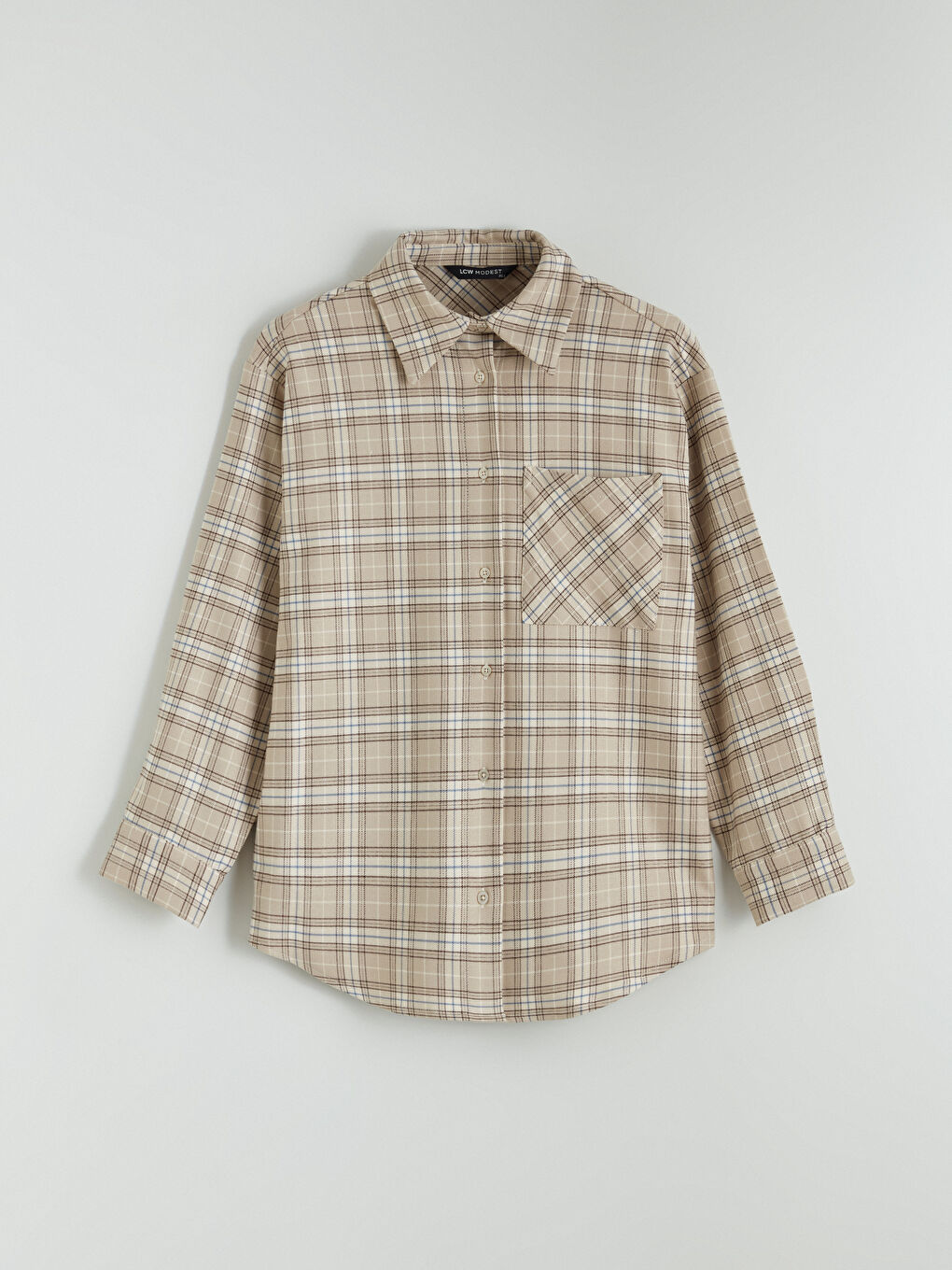 Kahverengi Ekose Kadın Gömlek-4