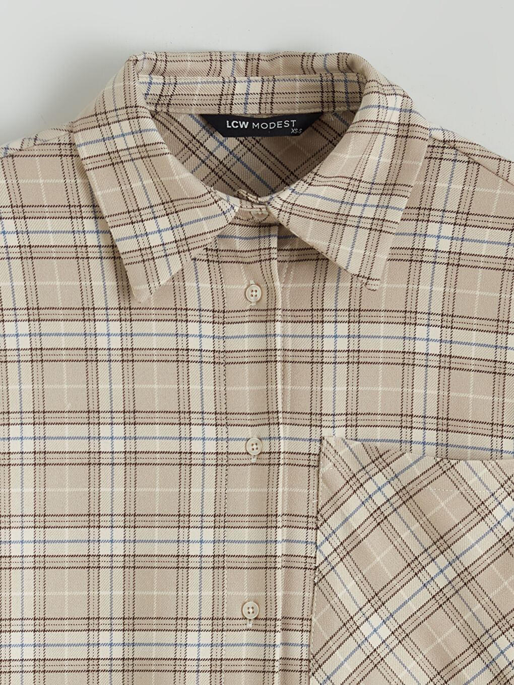 Kahverengi Ekose Kadın Gömlek-5