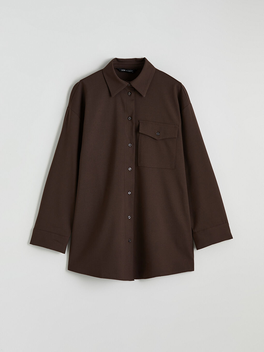 Kahverengi Loose Fit Kadın Gömlek Tunik-4