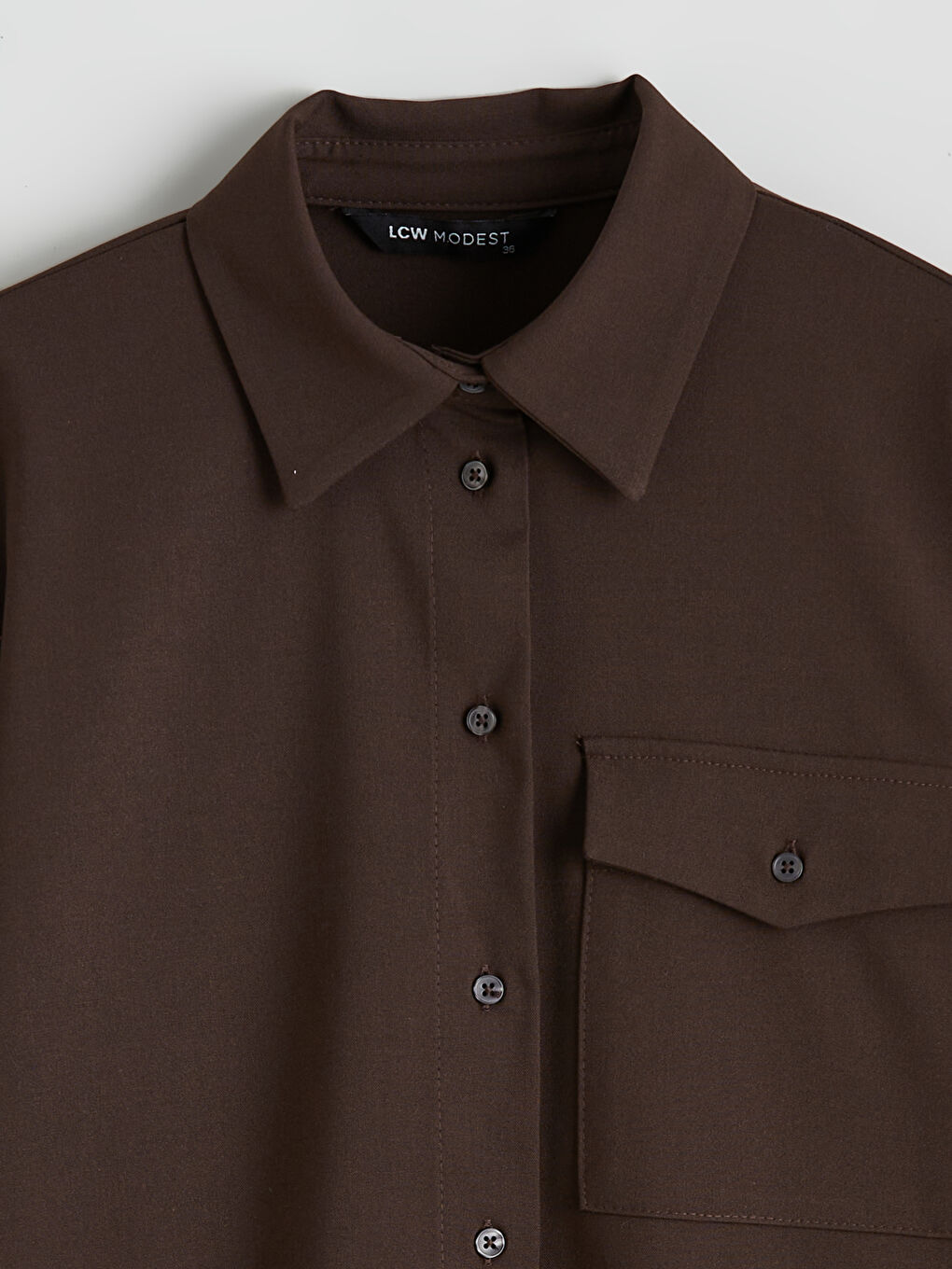 Kahverengi Loose Fit Kadın Gömlek Tunik-5
