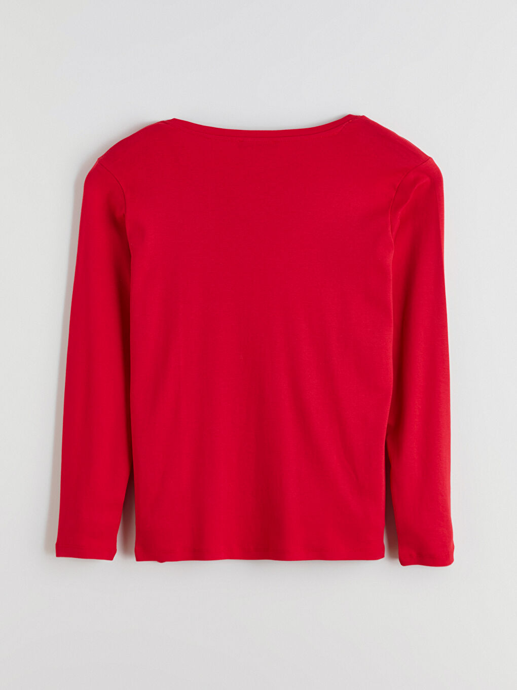 Kırmızı V Yaka Kadın Tişört-3