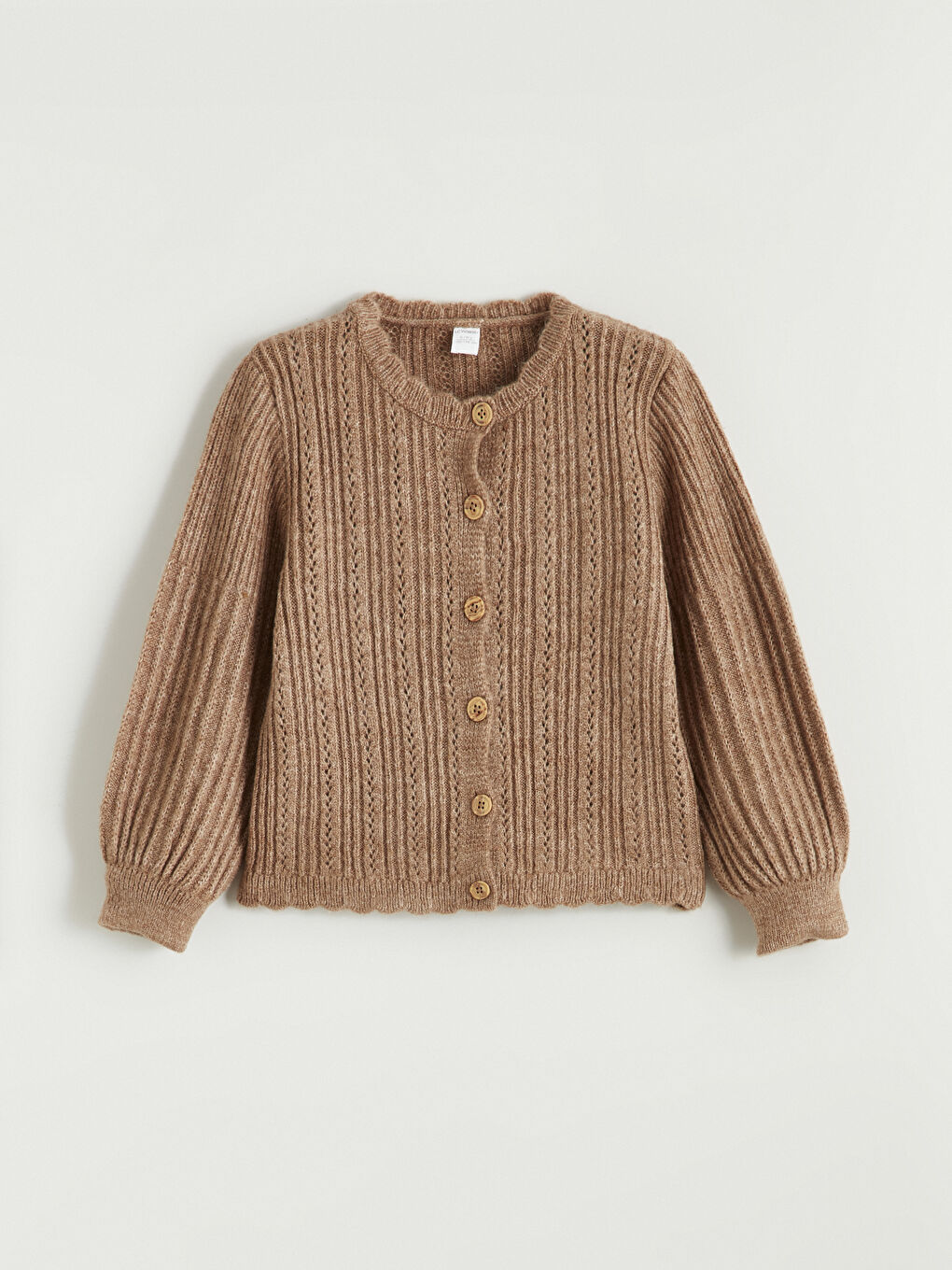 Crew Neck Long Sleeve Girl's Cardigan