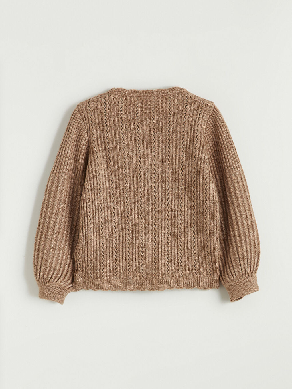 Crew Neck Long Sleeve Girl's Cardigan-2