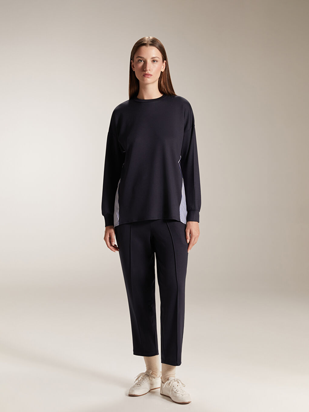 Lacivert Beli Lastikli Kadın Eşofman Altı-1