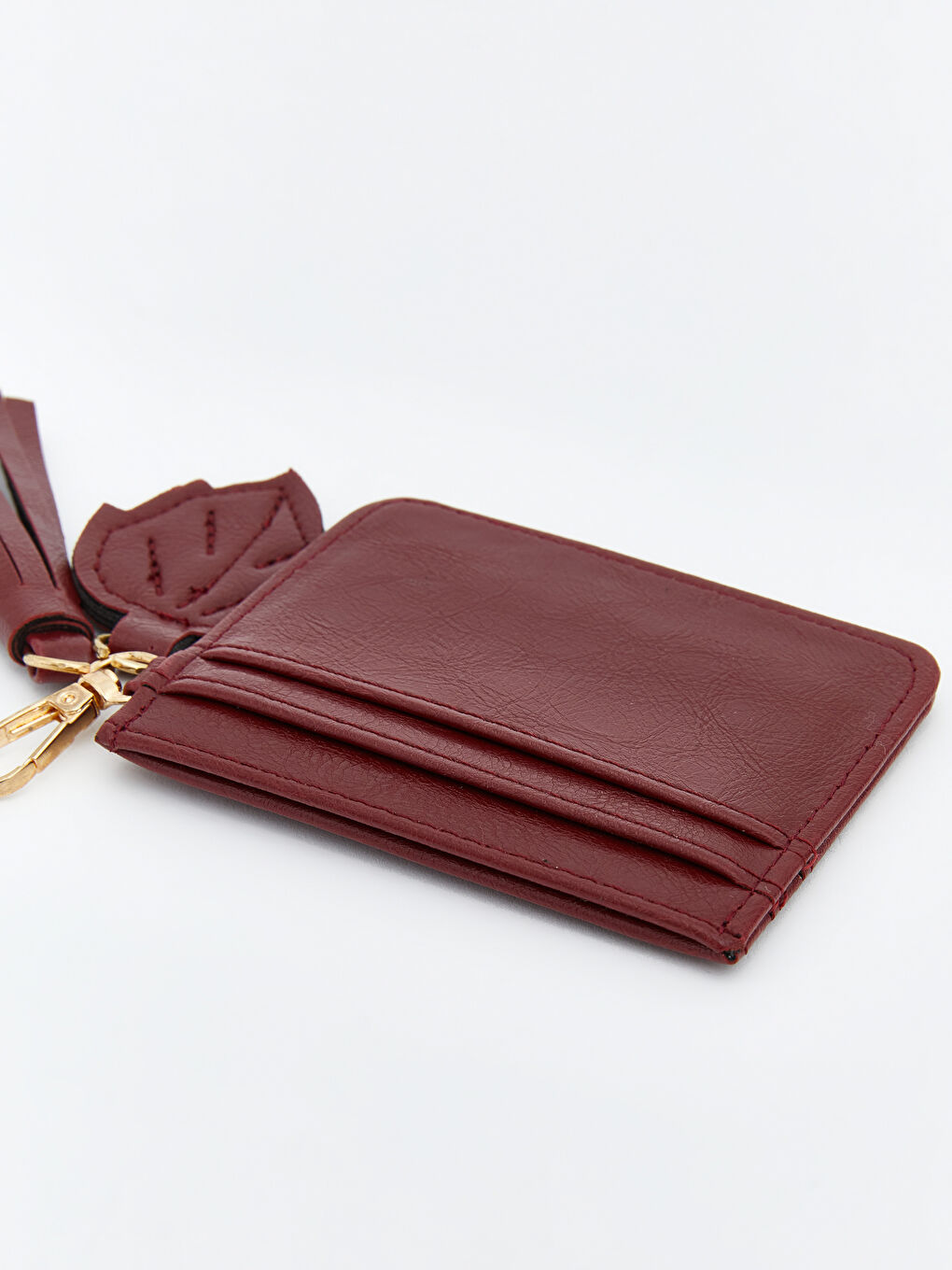 Bordo Deri Görünümlü Kadın Kartlık-1