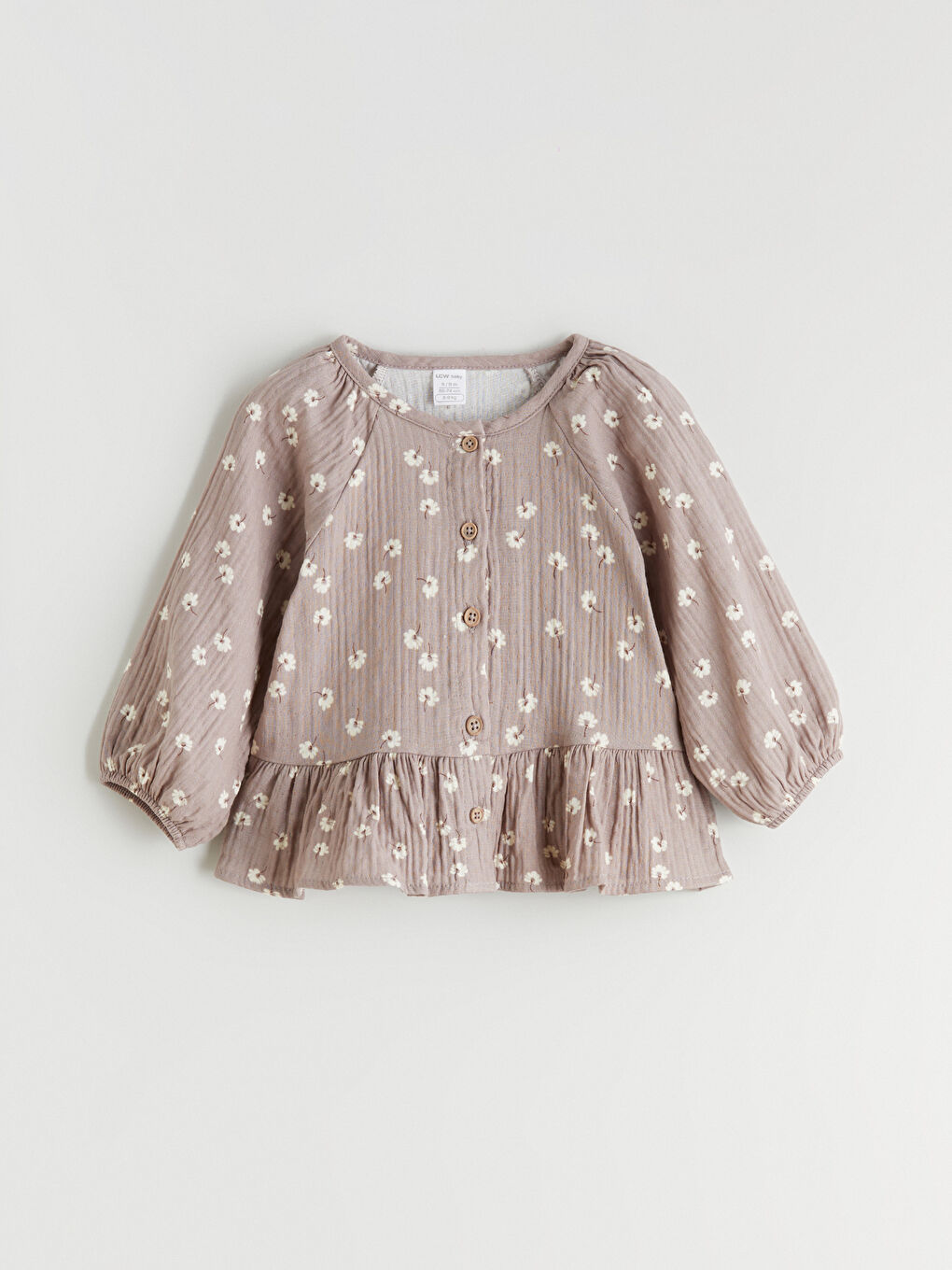 Kahverengi Bisiklet Yaka Kız Bebek Müslin Gömlek ve Pantolon-1