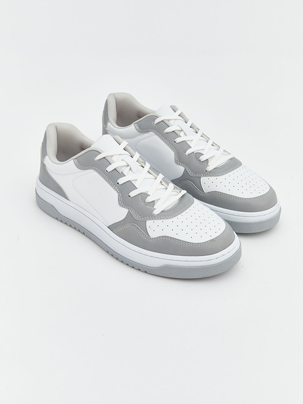 Gri Deri Görünümlü Erkek Spor Ayakkabı