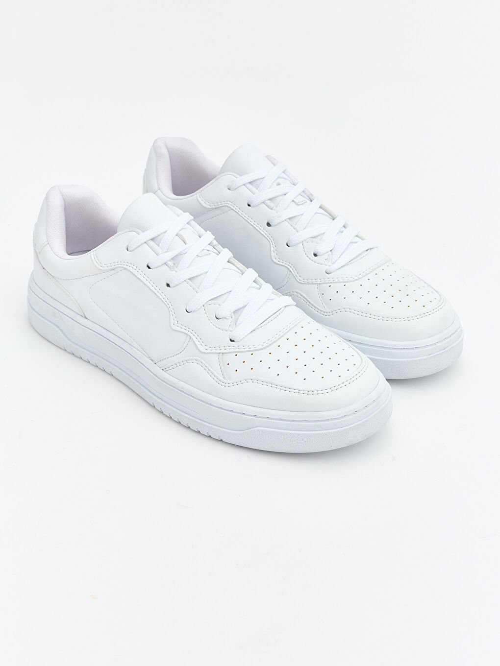 Beyaz Deri Görünümlü Erkek Spor Ayakkabı