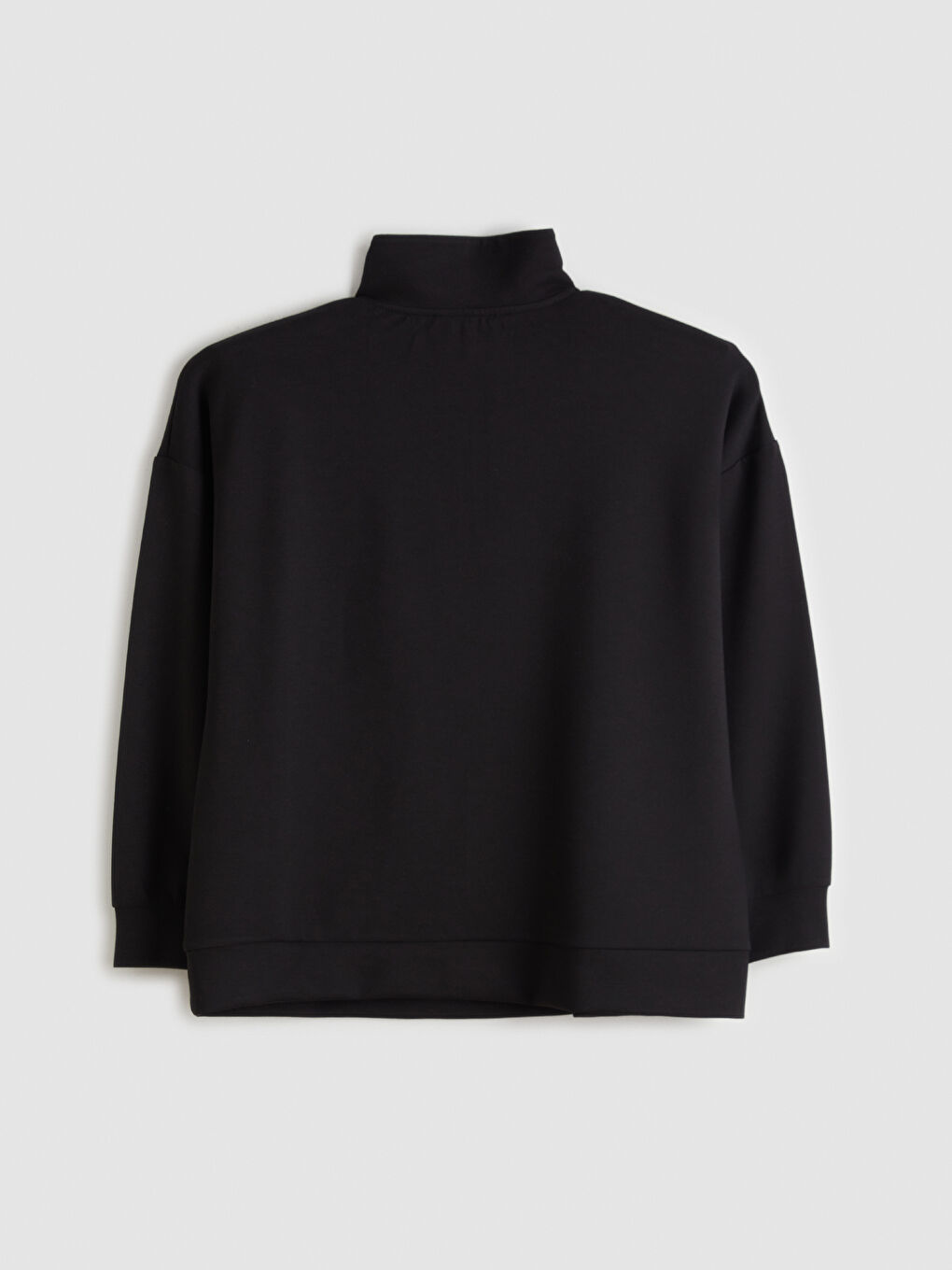 Siyah Büyük Beden Dik Yaka Kadın Sweatshirt-5